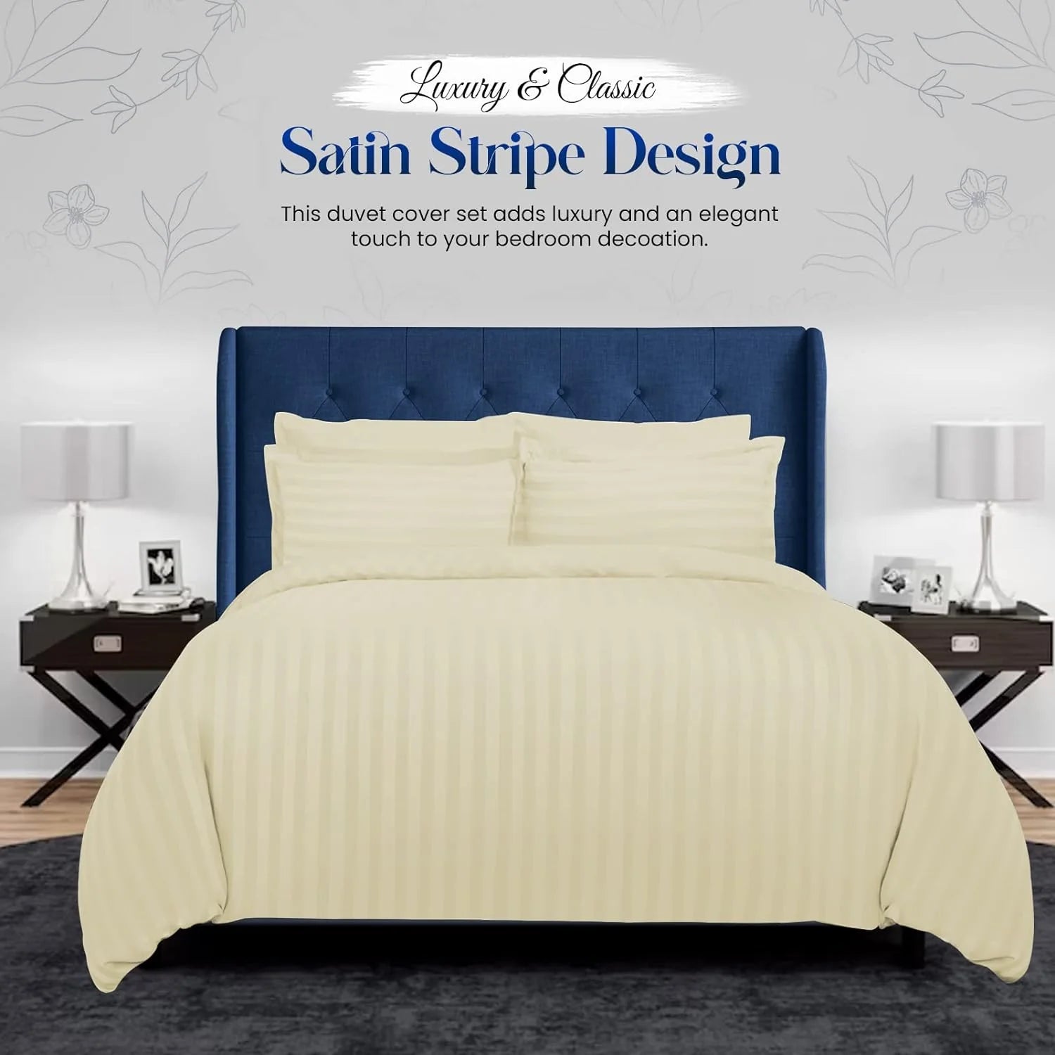 Satin Stripe Duvet Cover Microfiber Bedding Set Quilt Cover Duvet Covers Solid & comfy Bedding Cover Set With 2 Pillowcases Long Staple Microfiber Duvet Quilt Covers Luxury Flat Weave Brushed Set With Button Closure Washable Single Double King Super King